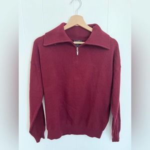 Charter club 100% cashmere 1/4 zip sweater burgundy maroon wine